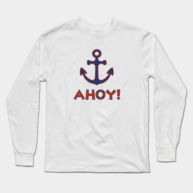 AHOY! Type Lifebuoy Ring+Anchor Long Sleeve T-Shirt by NataliePaskell